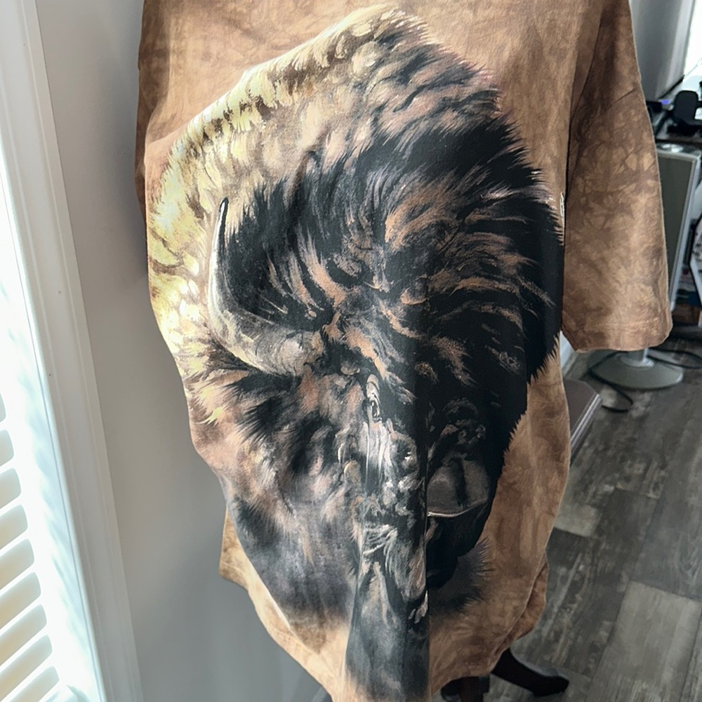 THE MOUNTAIN T-shirt. Bison (Buffalo) design. Brown tie-dye. XL. Vintage new.